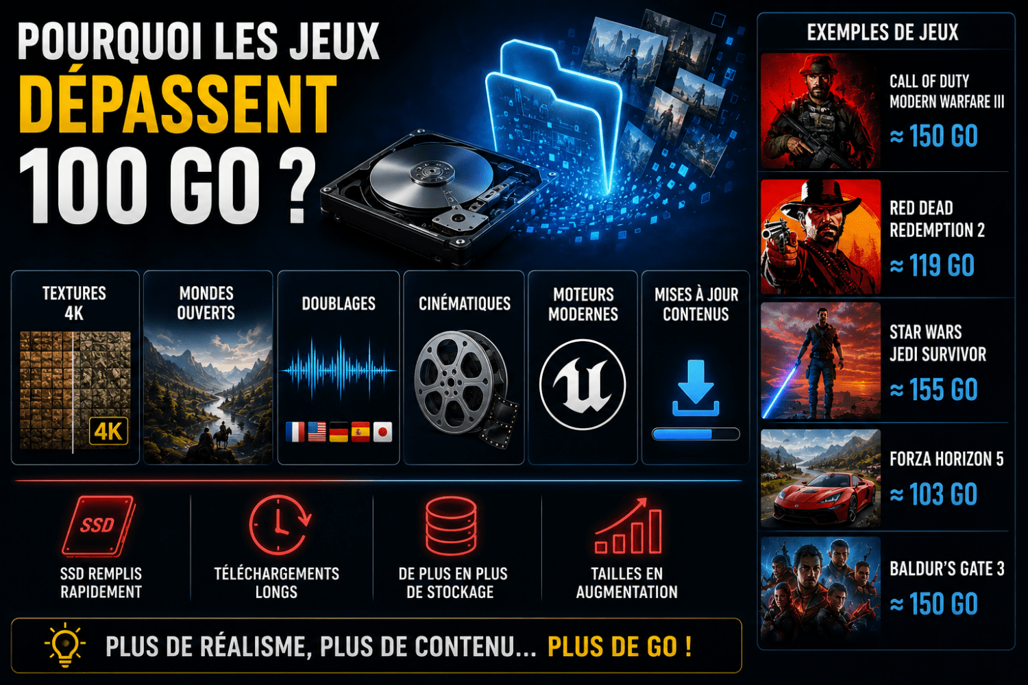 Pourquoi les jeux dépassent maintenant 100 Go