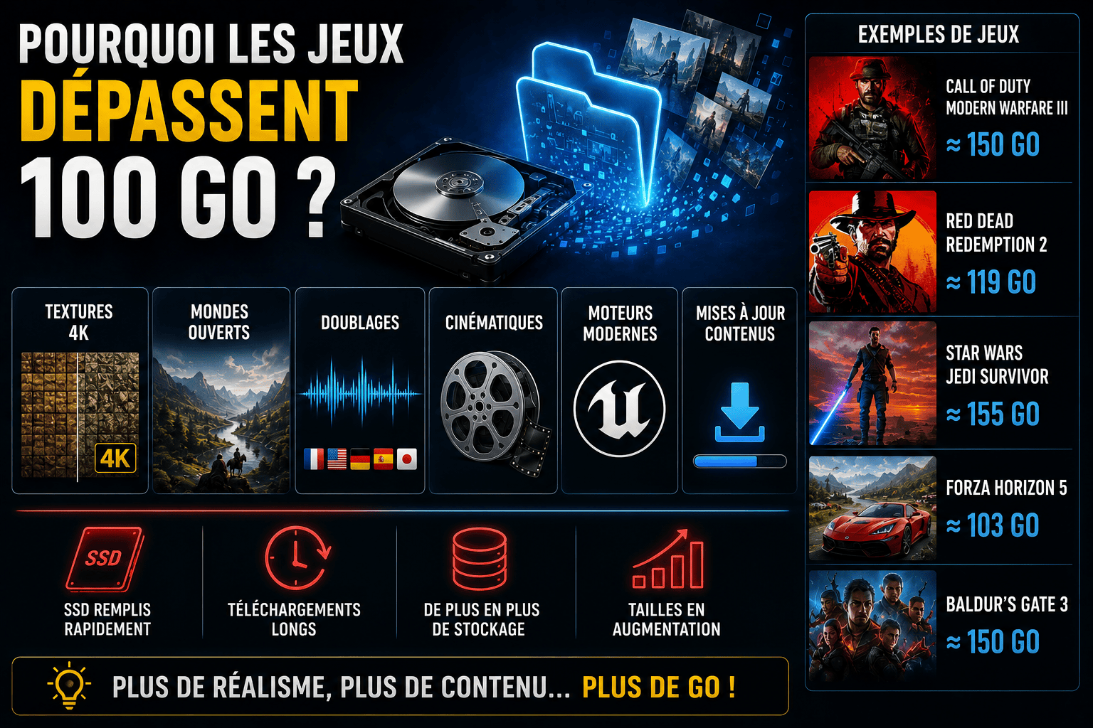 Pourquoi les jeux dépassent maintenant 100 Go
