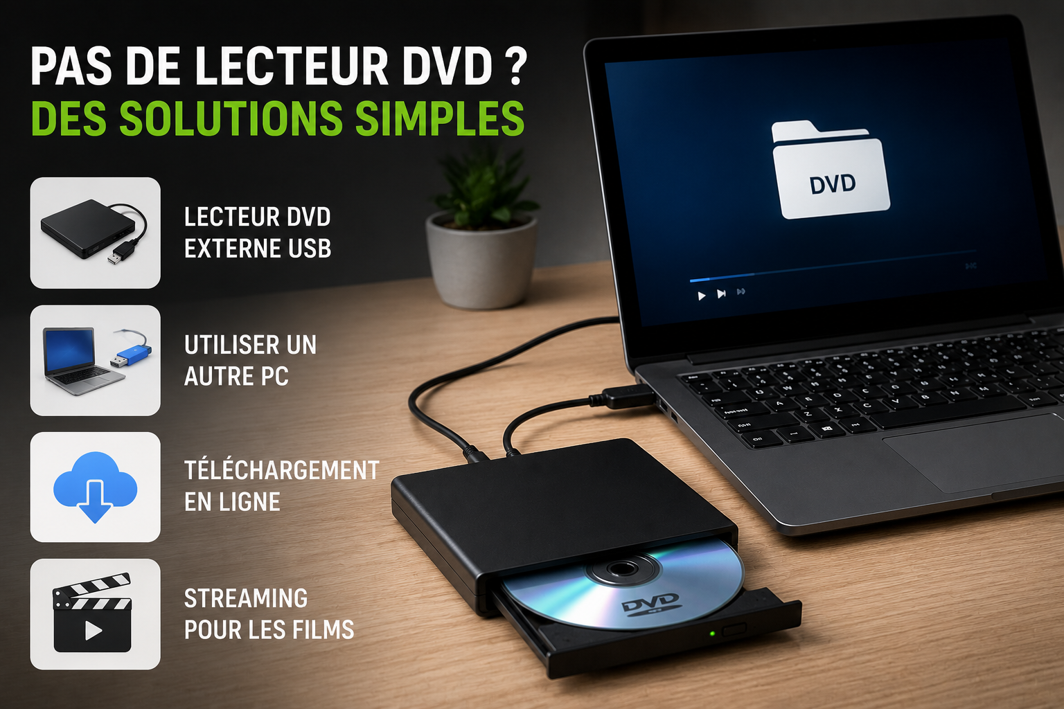 Que faire si mon ordinateur n'a pas de lecteur de DVD