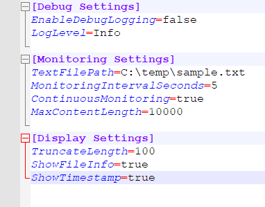 Configuration TextFile InfoPanel