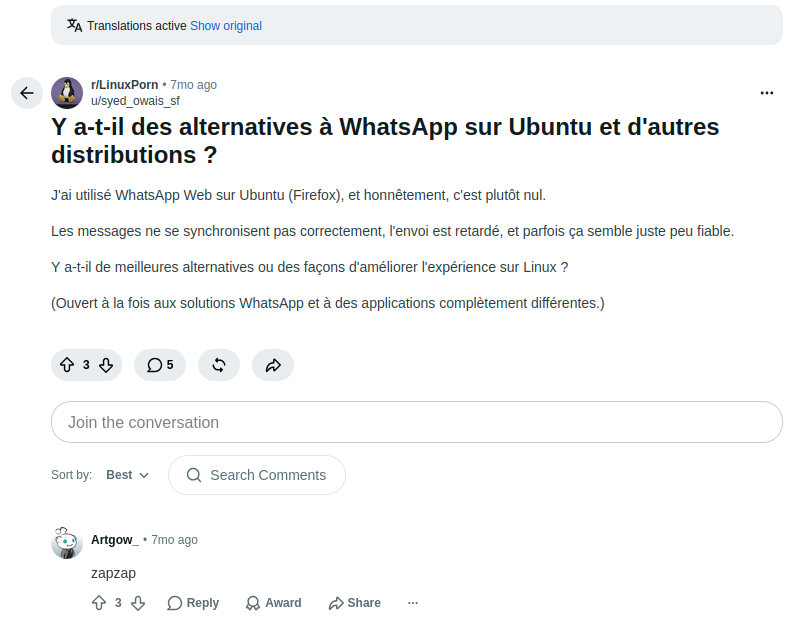 équivalent WhatsApp ZapZap